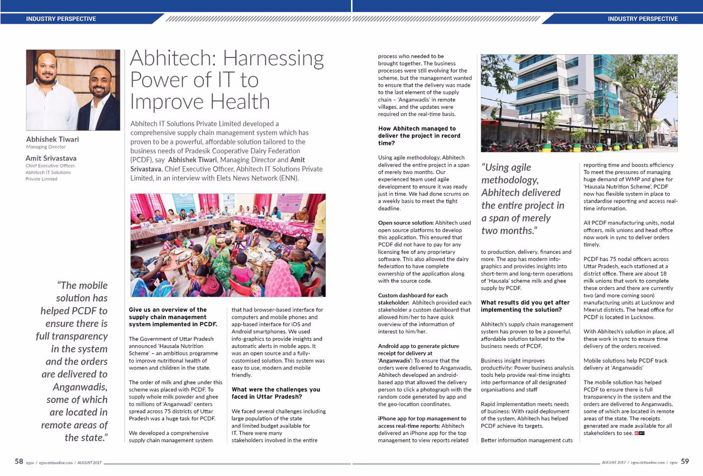 Abhitech features in eGov magazine